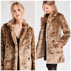 Kimchi blue vegan leopard pile faux fur coat